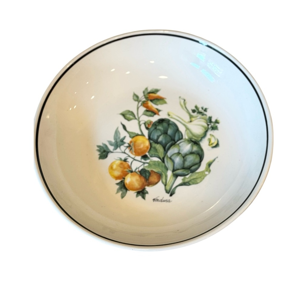 Vintage Over & Back Italian Pasta Bowl Ceramic Large Vegetables Artichoke